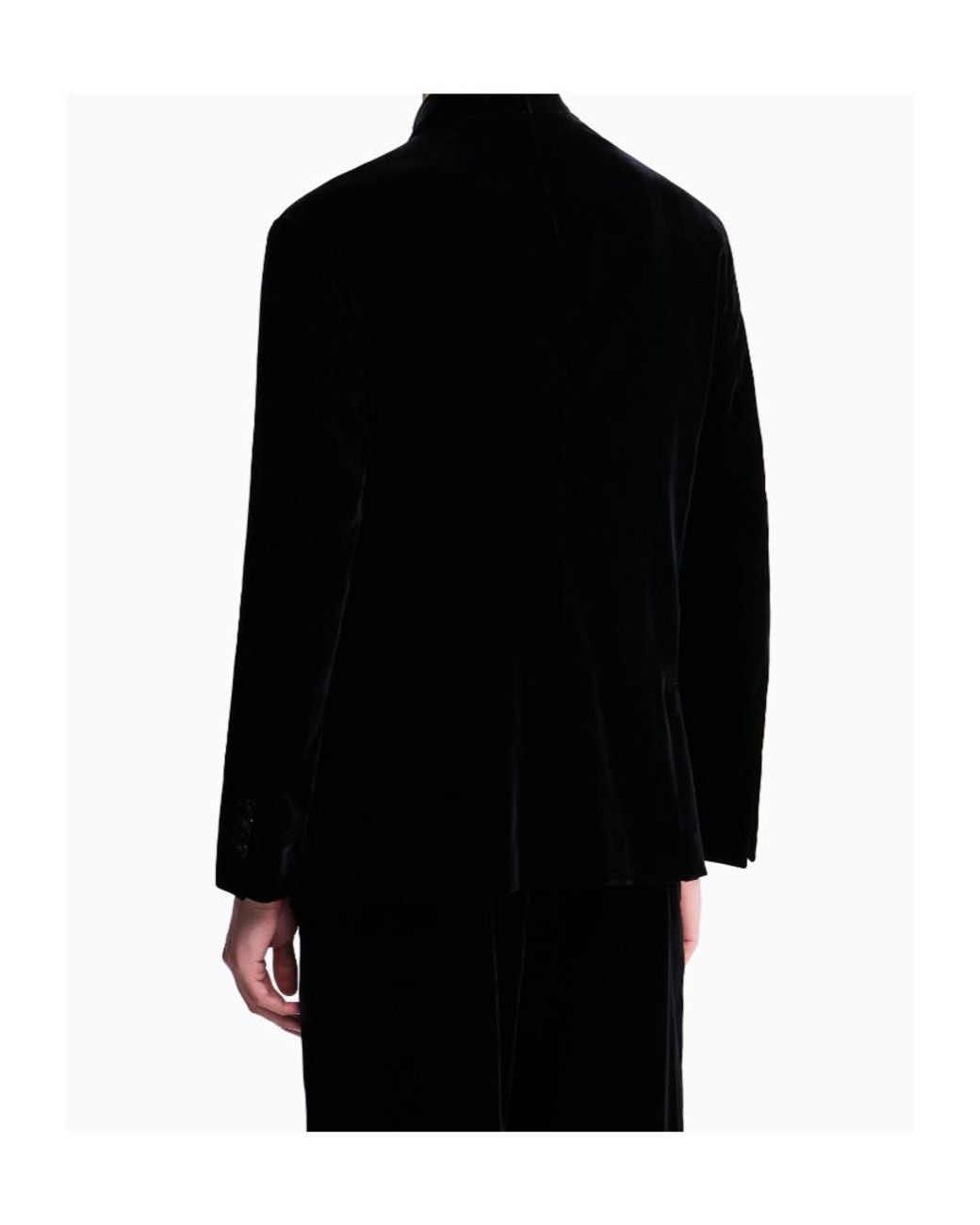 Giorgio Armani Blue One Shot Velvet Blazer for men