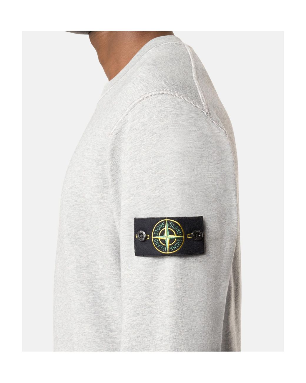 Stone Island White Compass Patch Crewneck Sweatshirt for men