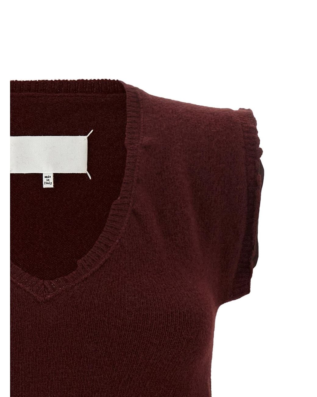 Maison Margiela Red Distressed Knitted Vest