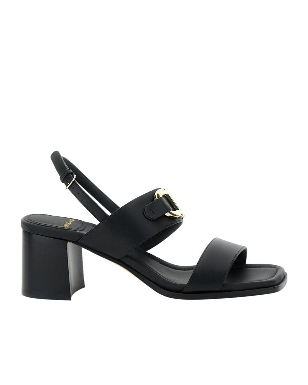 Ferragamo Black Logo Buckle High-Heeled Sandals