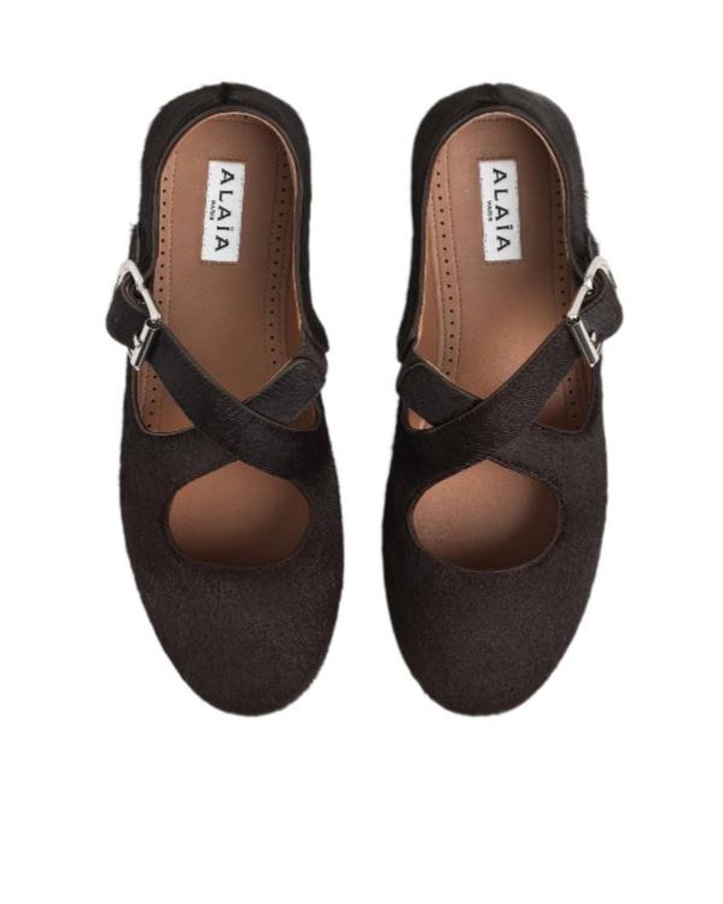 Alaïa Brown Criss Cross Ballet Flats