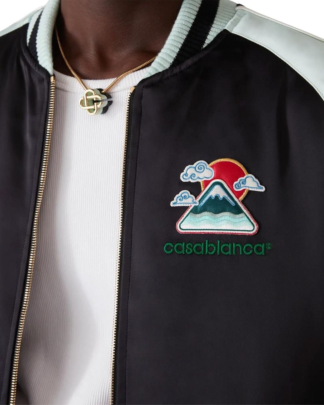 Casablanca Blue Embroidered Satin Bomber Jacket for men