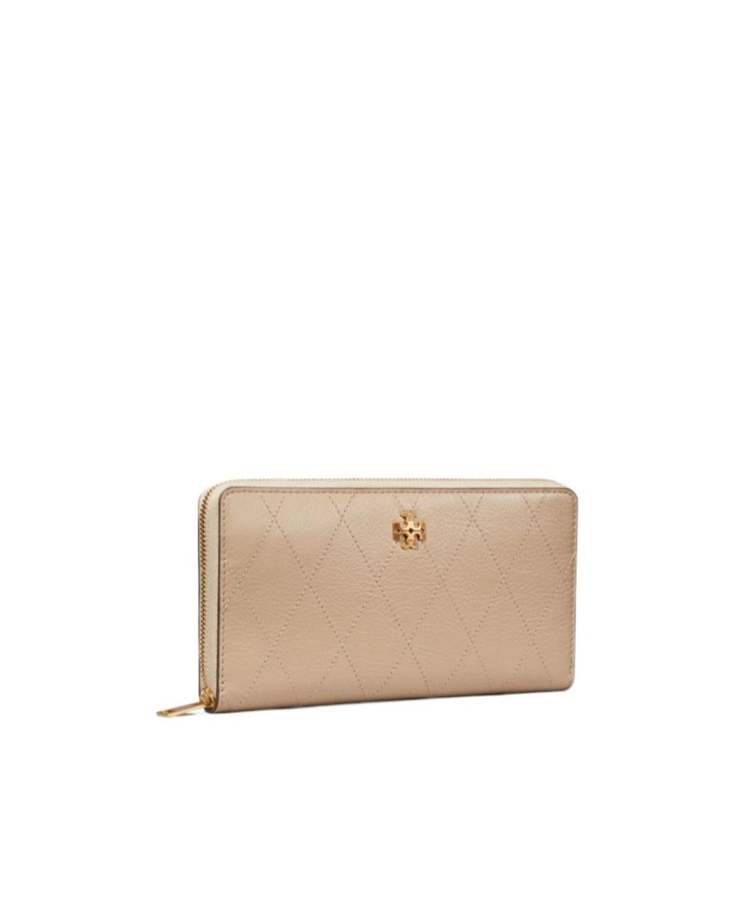 Tory Burch Natural Quilted Zip-Around Wallet