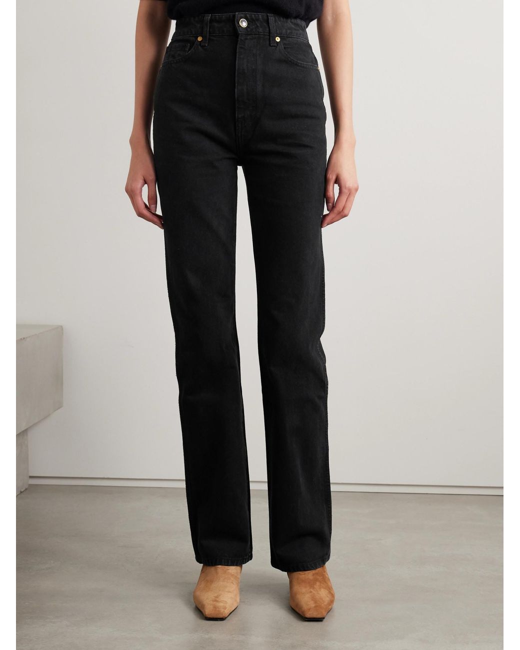 Khaite Black High-Rise Slim-Leg Jeans