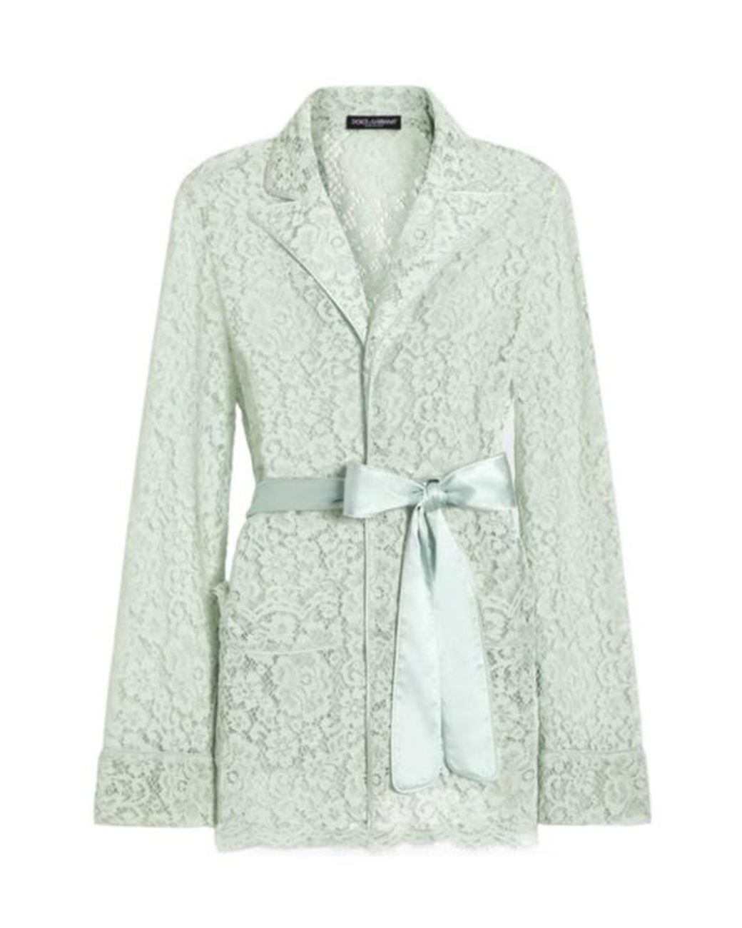 Dolce & Gabbana Green Lace-Detail Belted Jacket