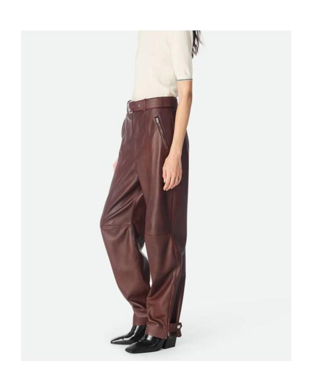 Bottega Veneta Red Leather Pants