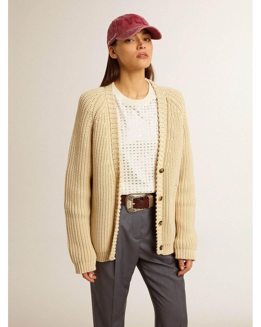 Golden Goose Deluxe Brand Natural Melody Chunky-Knit Cardigan