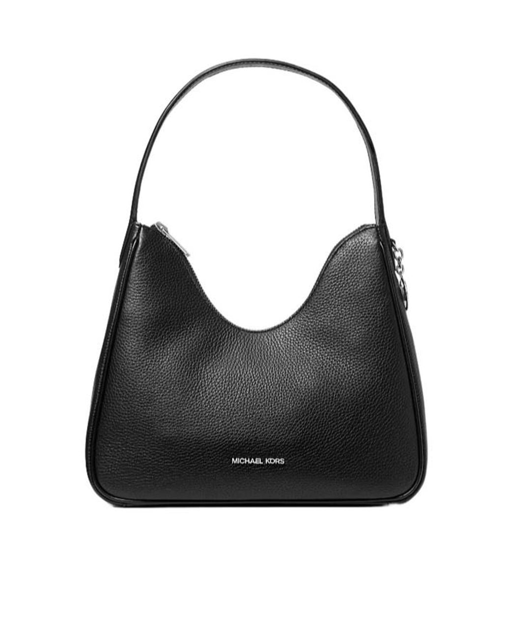 Michael Kors Black Nayla Small Pebbled Leather Hobo Shoulder Bag