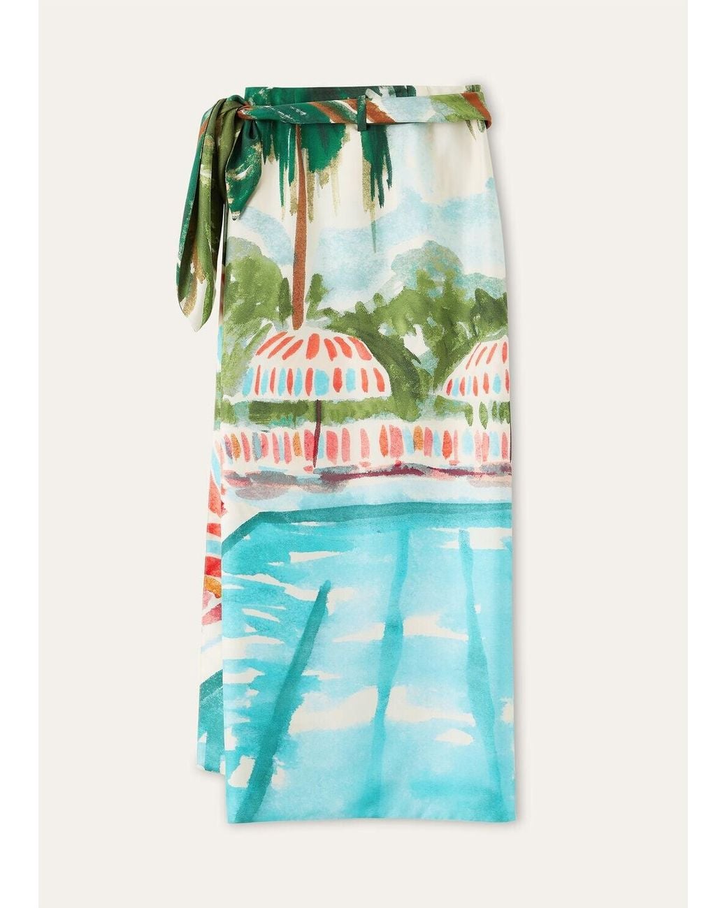 Loro Piana Green Corina Printed Midi Skirt