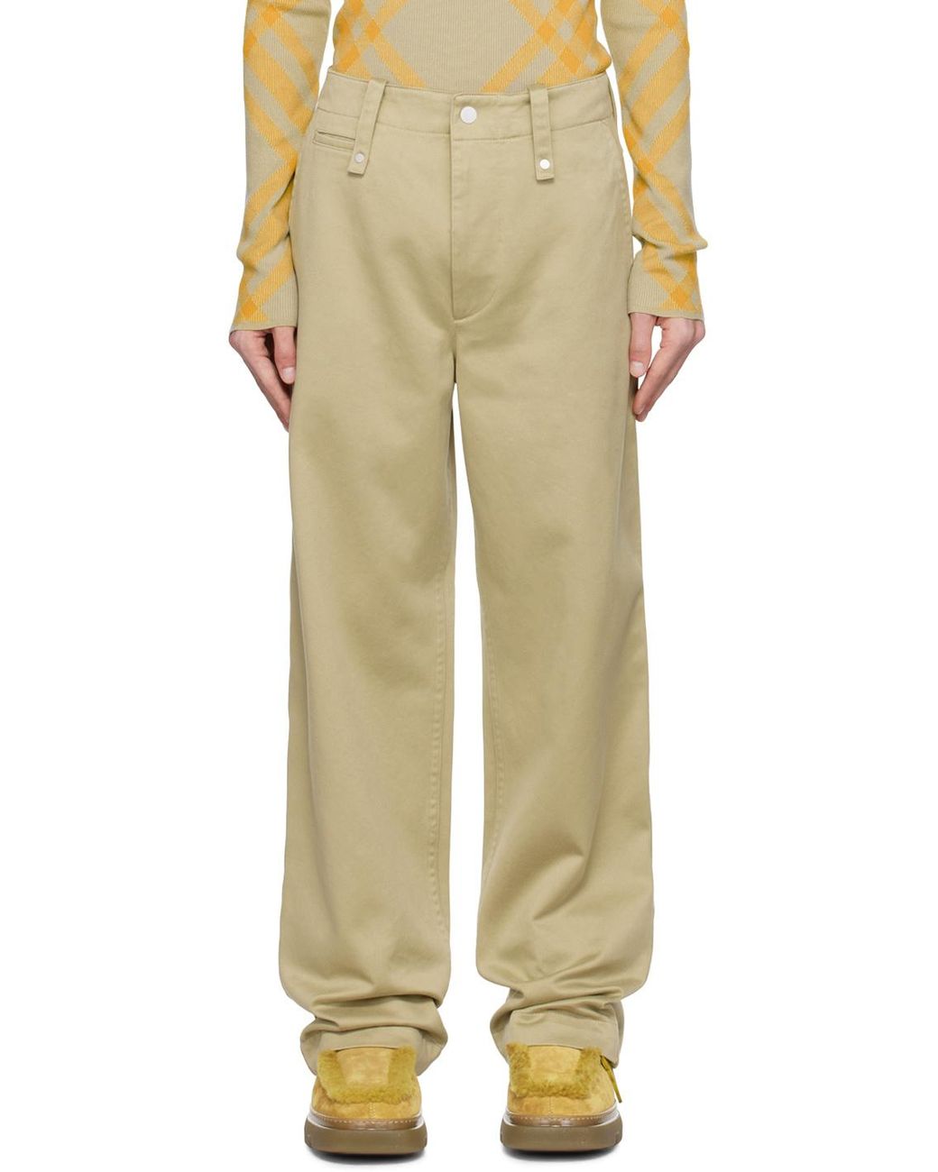Burberry Natural Straight Hem Wide-Leg Trousers for men