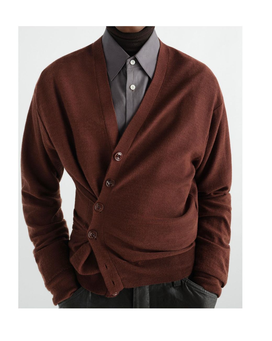 Lemaire Brown Long Sleeved Cardigan for men