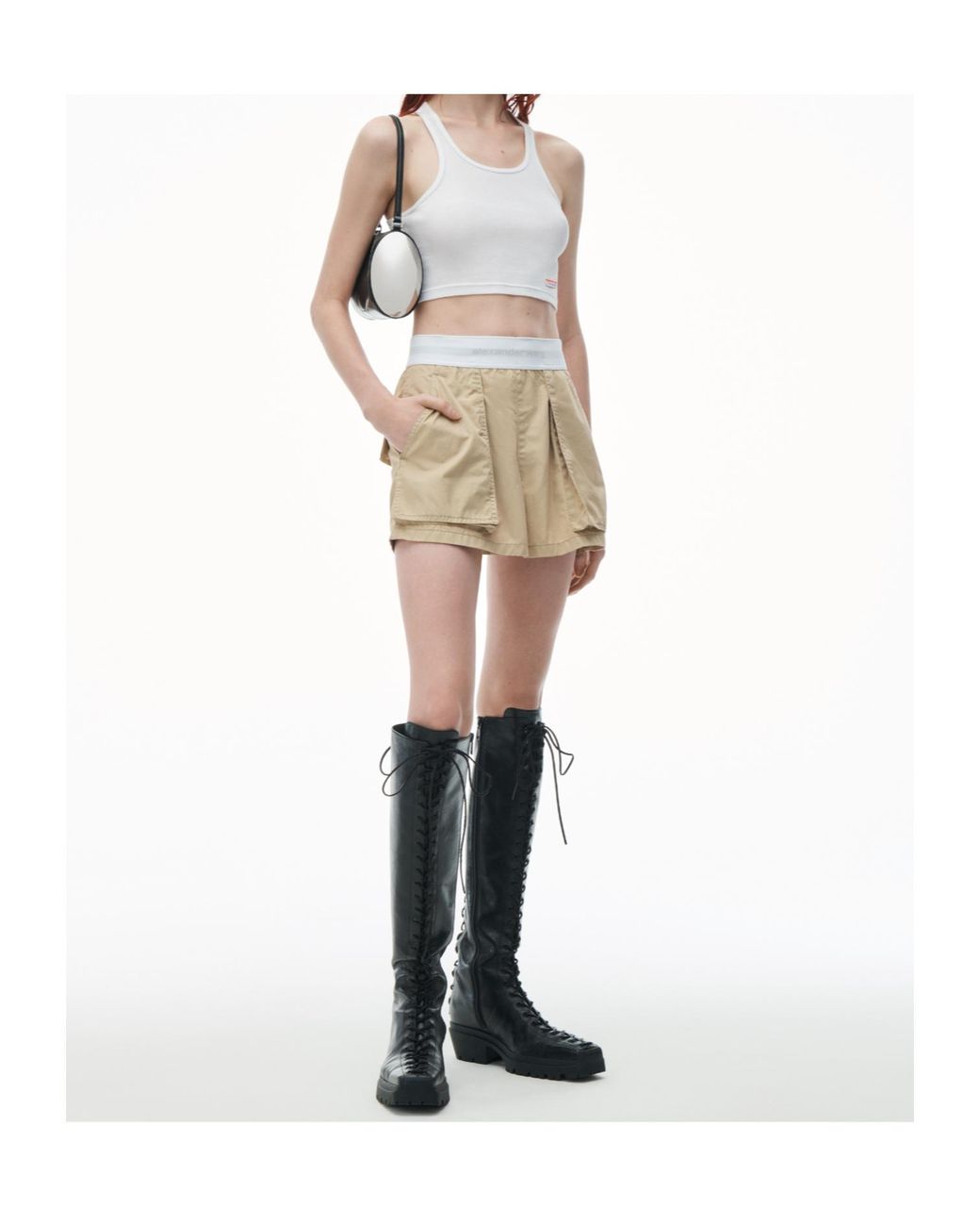 Alexander Wang Natural High-Waisted Cargo Rave Shorts