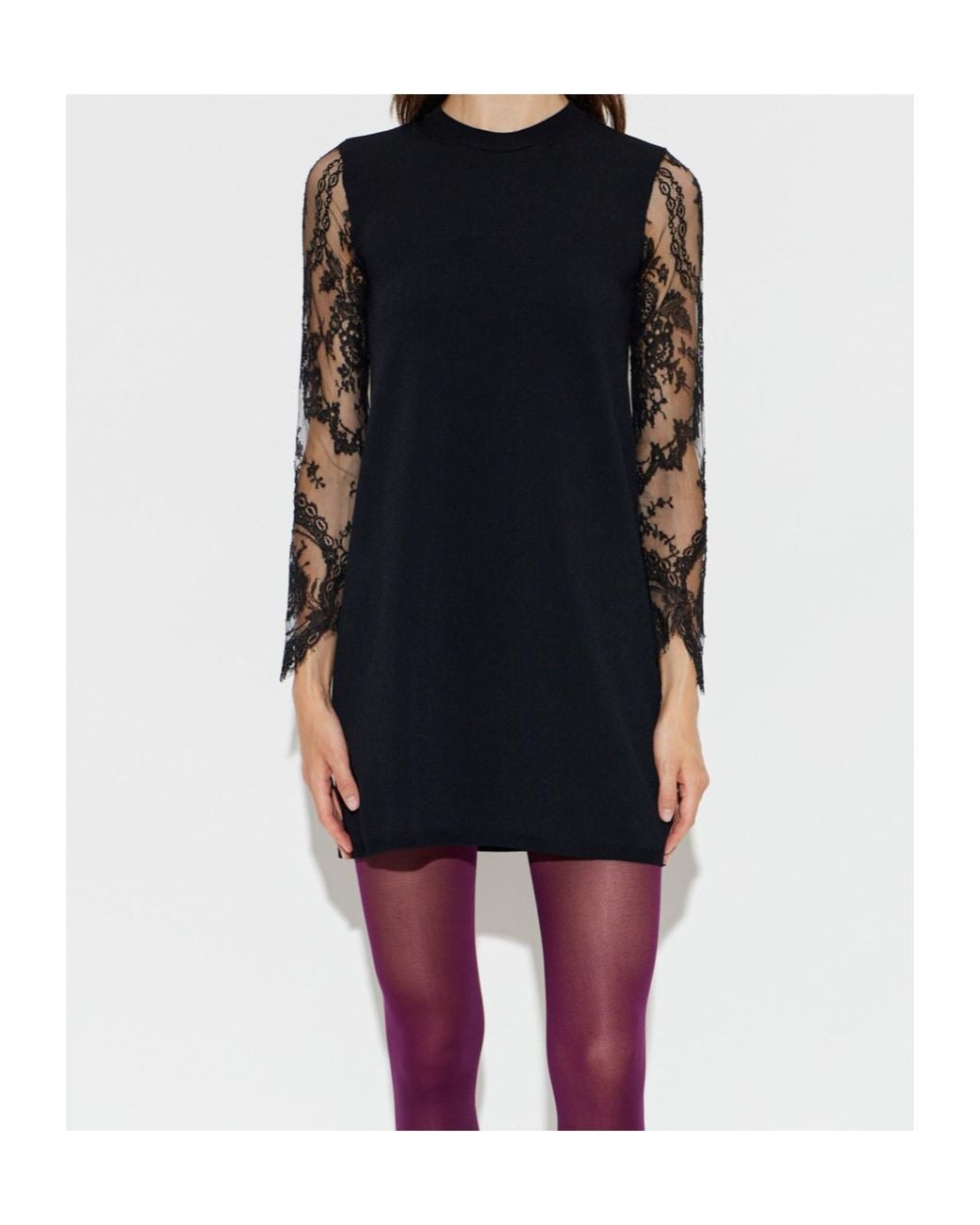 Valentino Black Round Neck Long Sleeve Dress