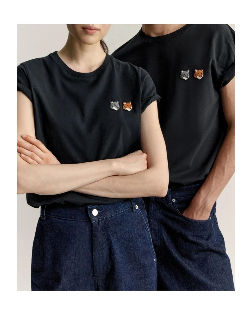 Maison Kitsuné Black Double Fox Head Regular Tee-Shirt