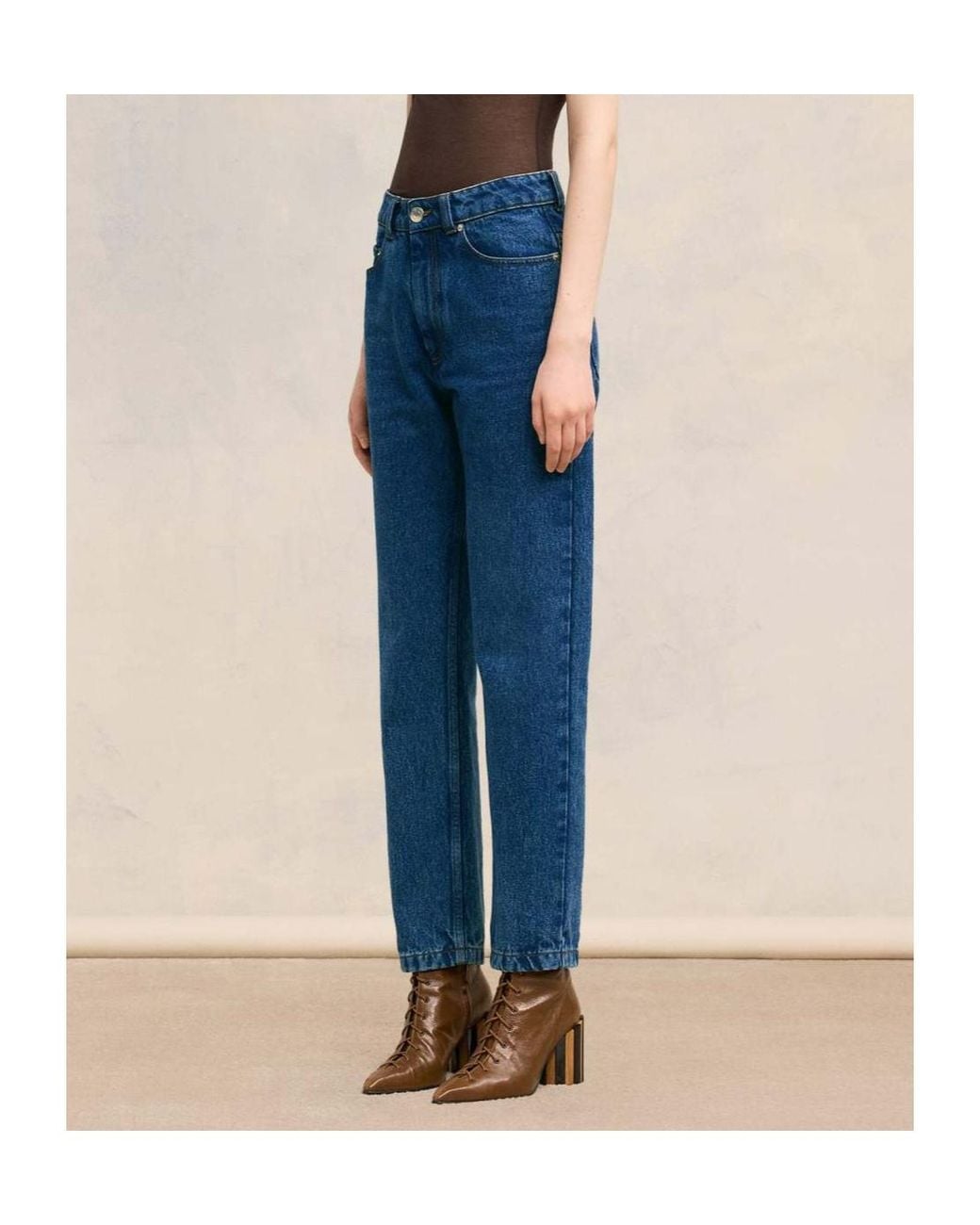 AMI Blue Straight-Leg Slim Fit Jeans
