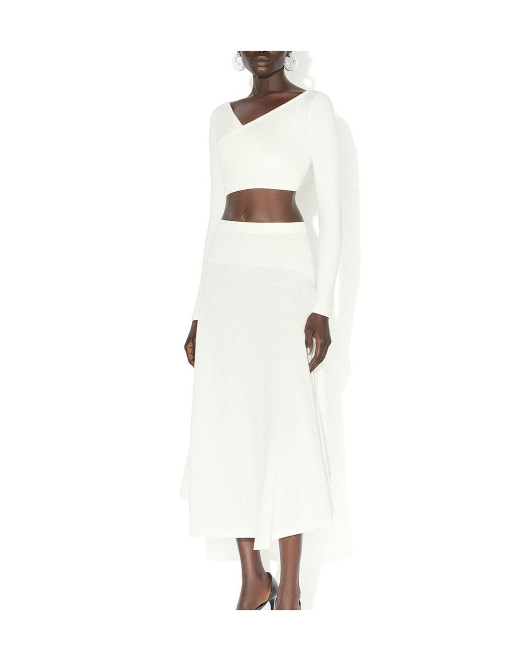 Alaïa White Alaïa Flared Knitted Skirt