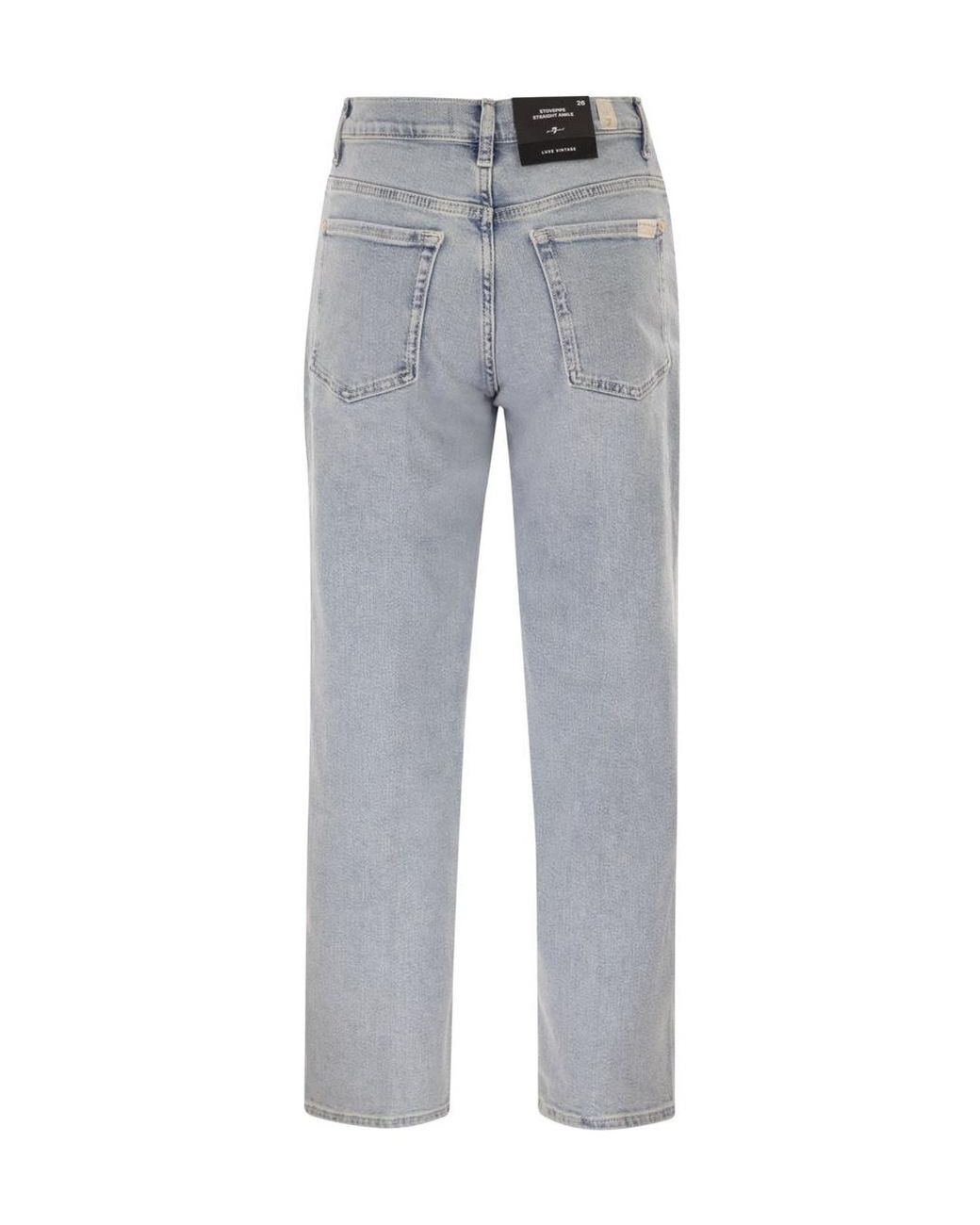 7 For All Mankind Gray Stovepipe Straight Ankle Jeans