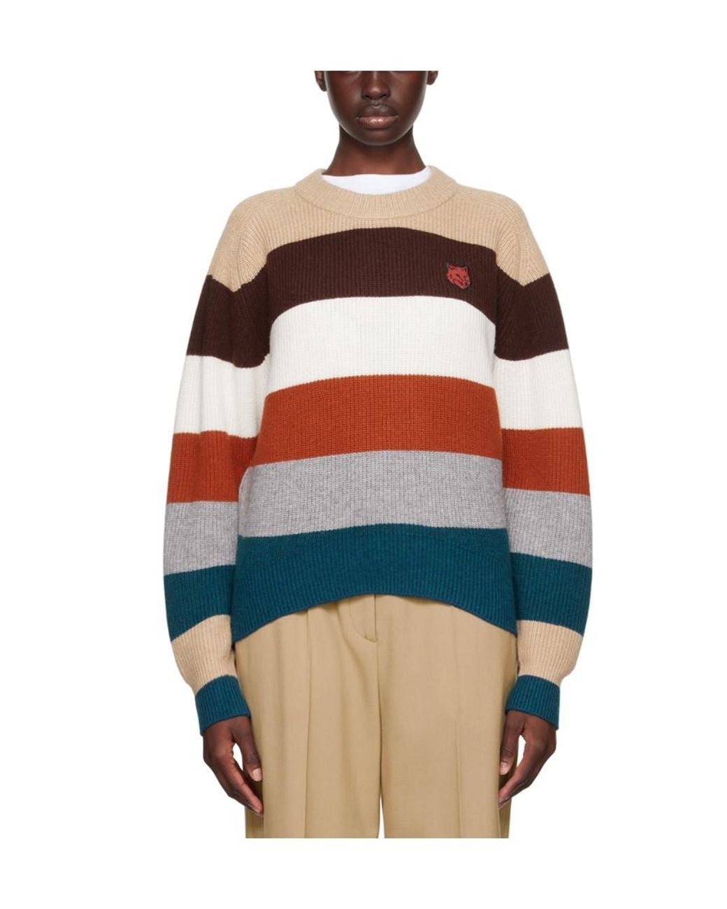 Maison Kitsuné Blue Wool Crew-Neck Sweater