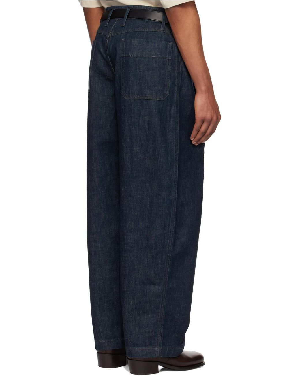 Lemaire Blue Pleated Workwear Jeans for men