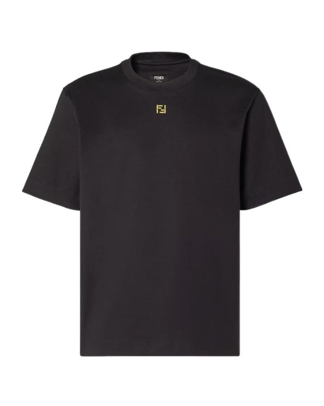 Fendi Black Ff Embroidered Crewneck T-Shirt for men