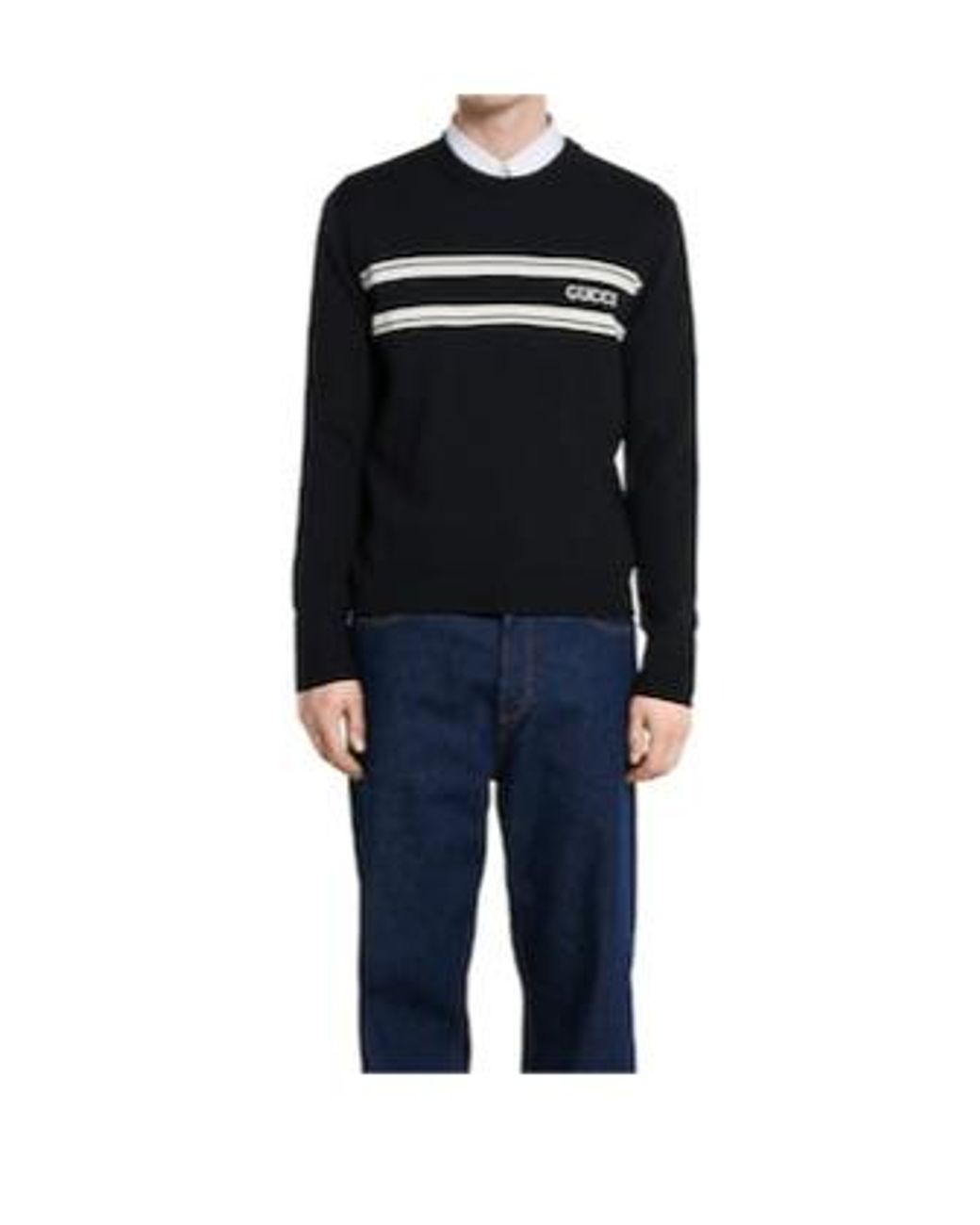 Gucci Black Logo Intarsia Knit Sweater for men