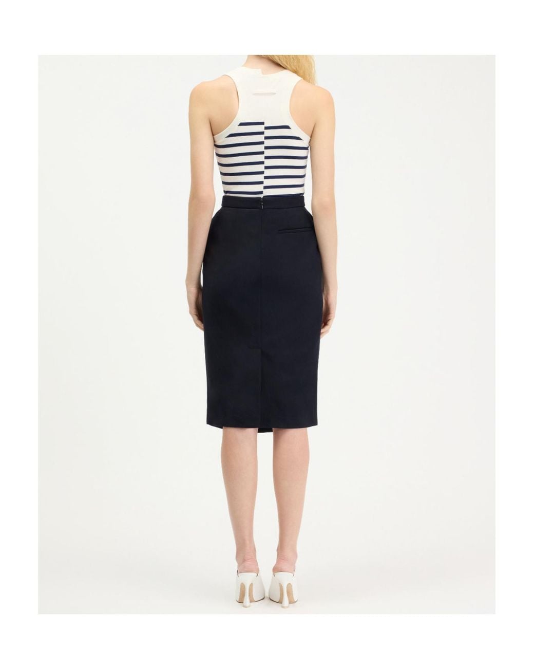 Jean Paul Gaultier White Asymmetric Striped Tank Top