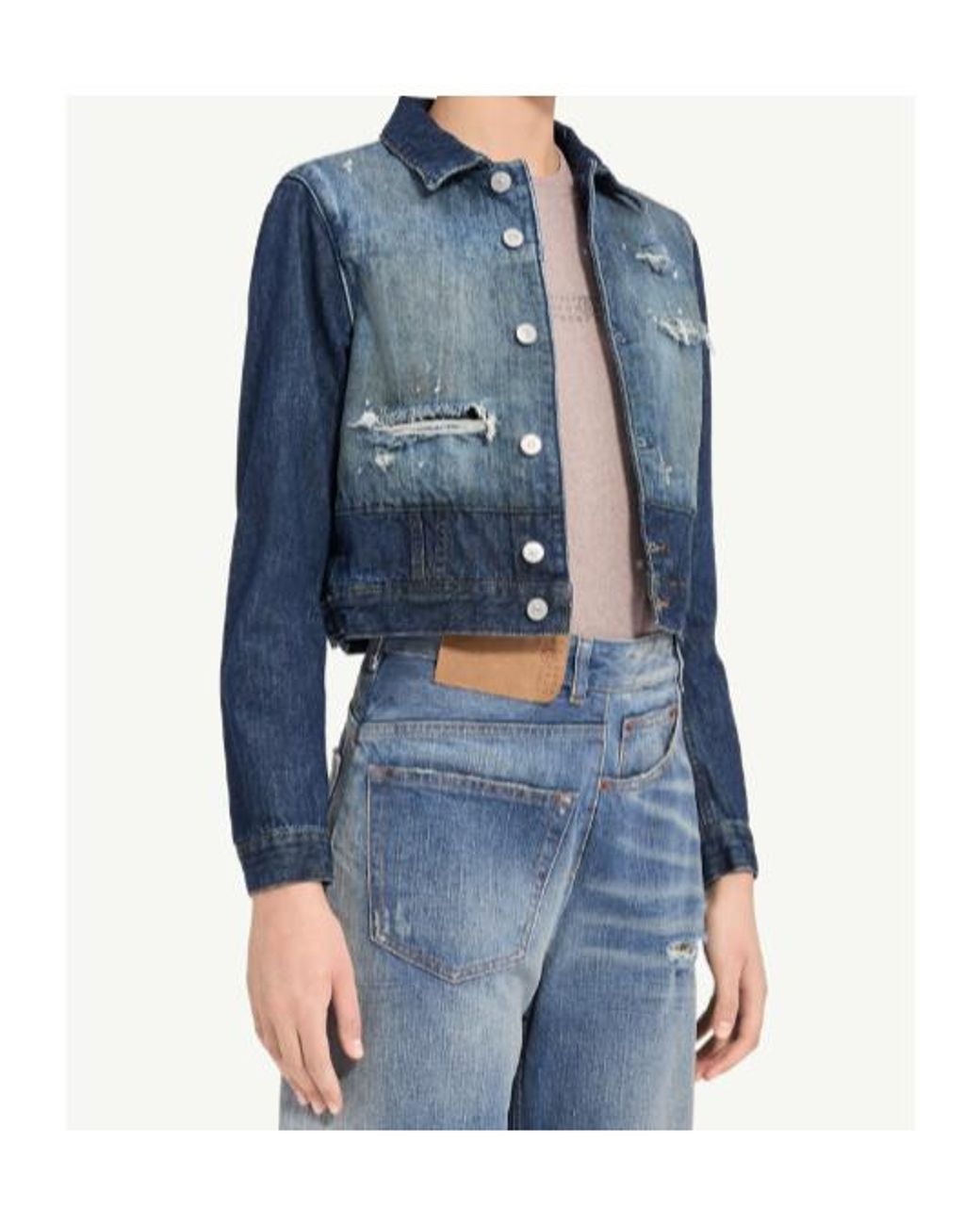 MM6 by Maison Margiela Blue Cropped Denim Jacket