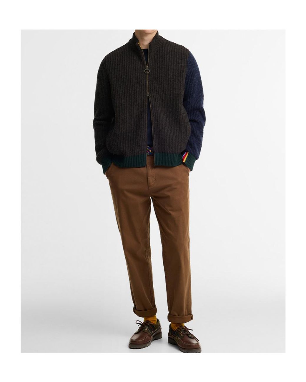 Barbour Black X Paul Smith Gamefair Cable-Knit Zip-Up Cardigan for men