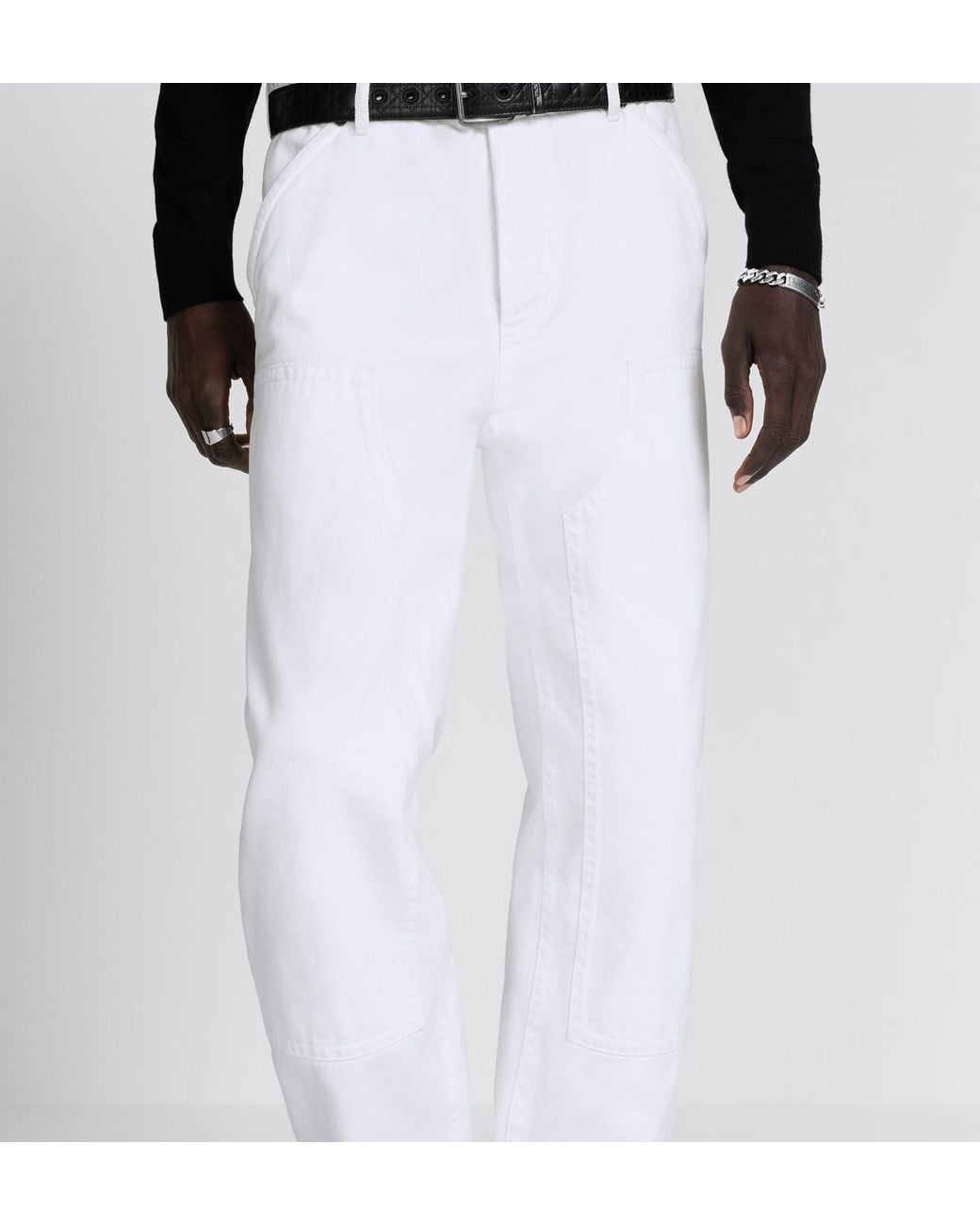 Dior White Carpenter Style Jeans for men