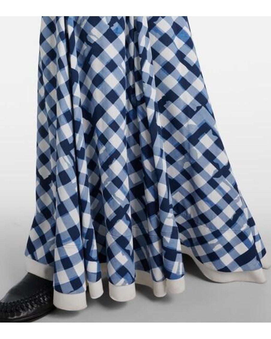 Proenza Schouler Blue June Checked Crepe De Chine Maxi Dress