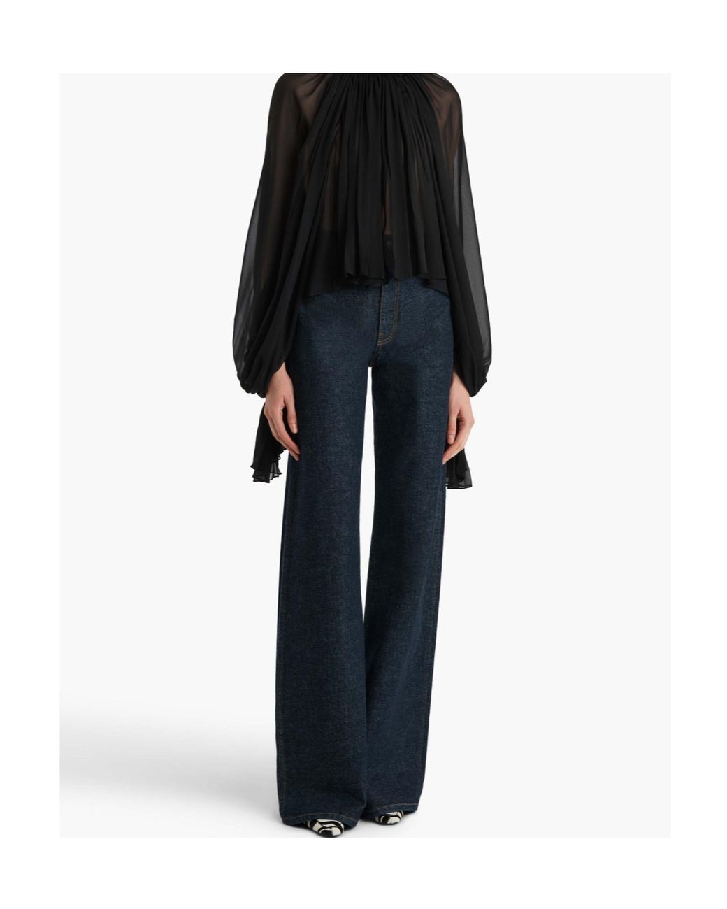 Khaite Blue Dane High Waisted Wide-Leg Jeans