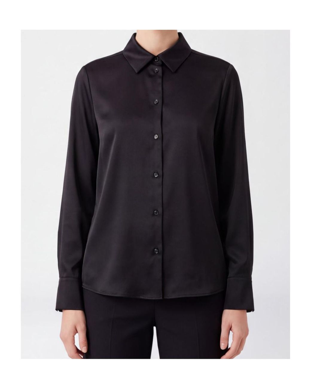 Max Mara Black Collared Long-Sleeve Shirt