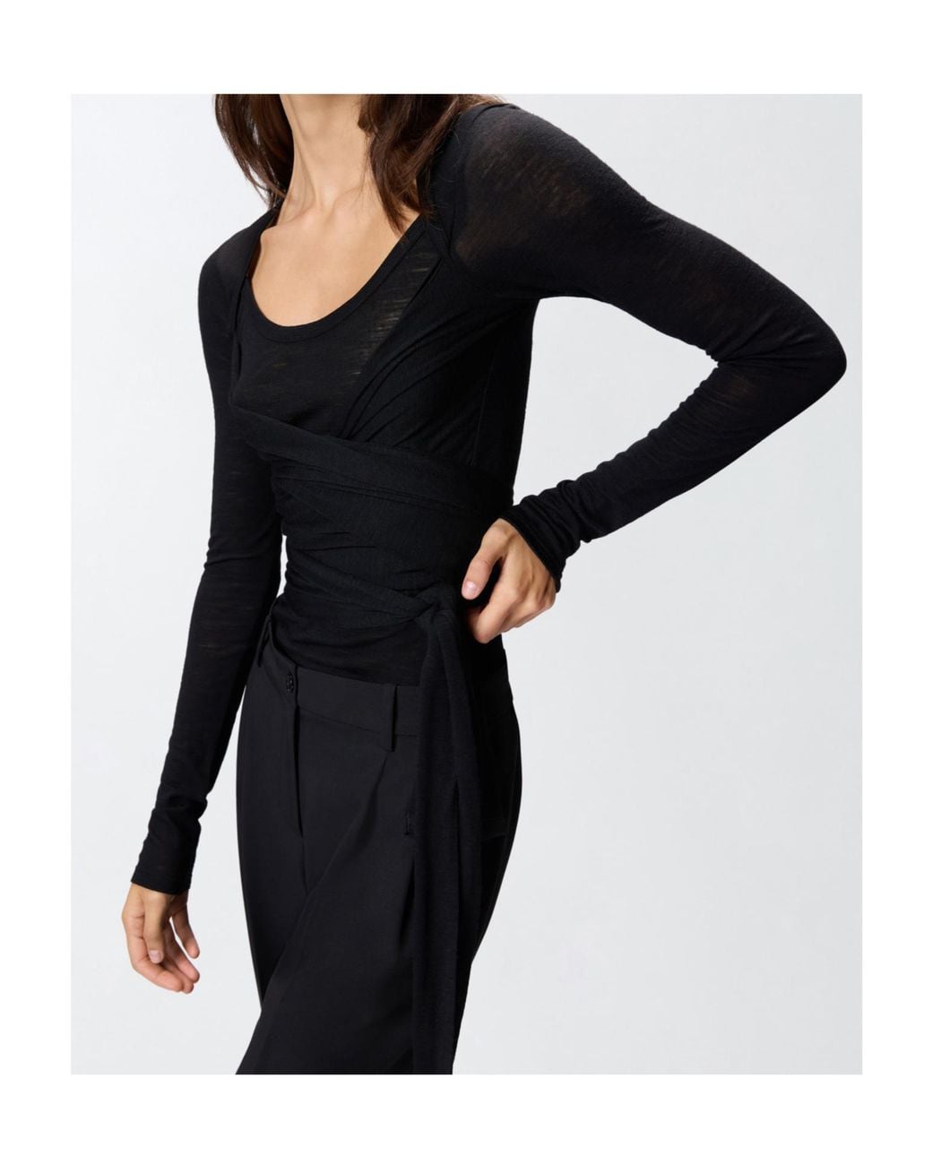 Pinko Black Wrap-Effect T-Shirt