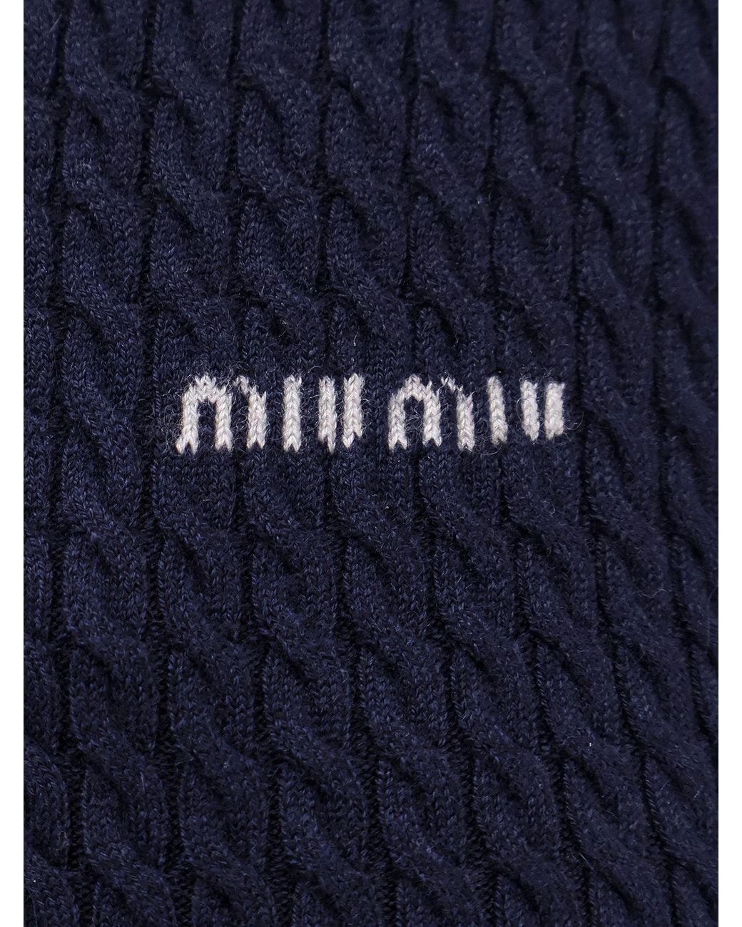 Miu Miu Blue Cable-Knit Cashmere And Silk Cardigan