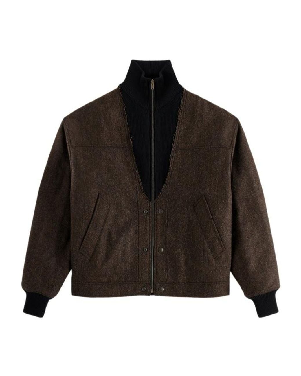 Maison Margiela Black Herringbone Wool Zip Jacket for men