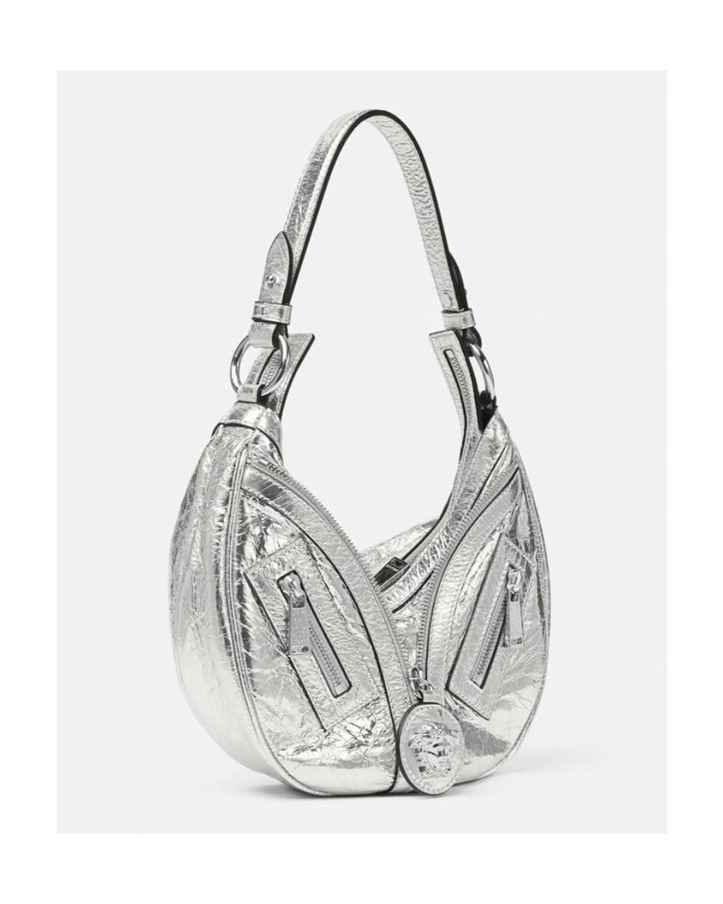 Versace Gray Metallic Effect Mini Shoulder Bag