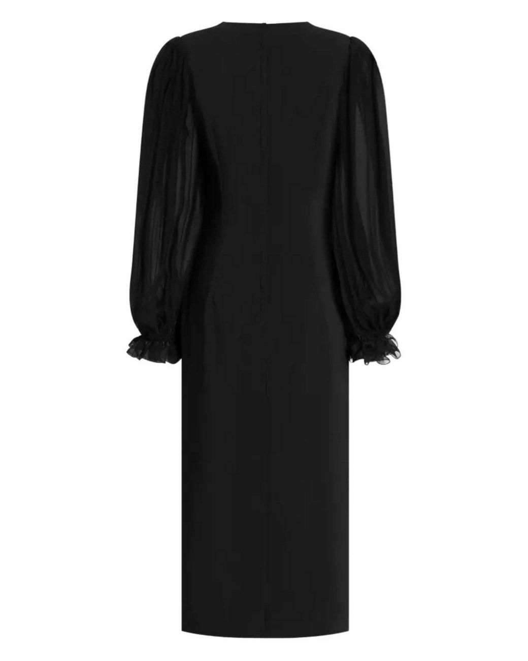 Dolce & Gabbana Black Puff Sleeved Midi Dress