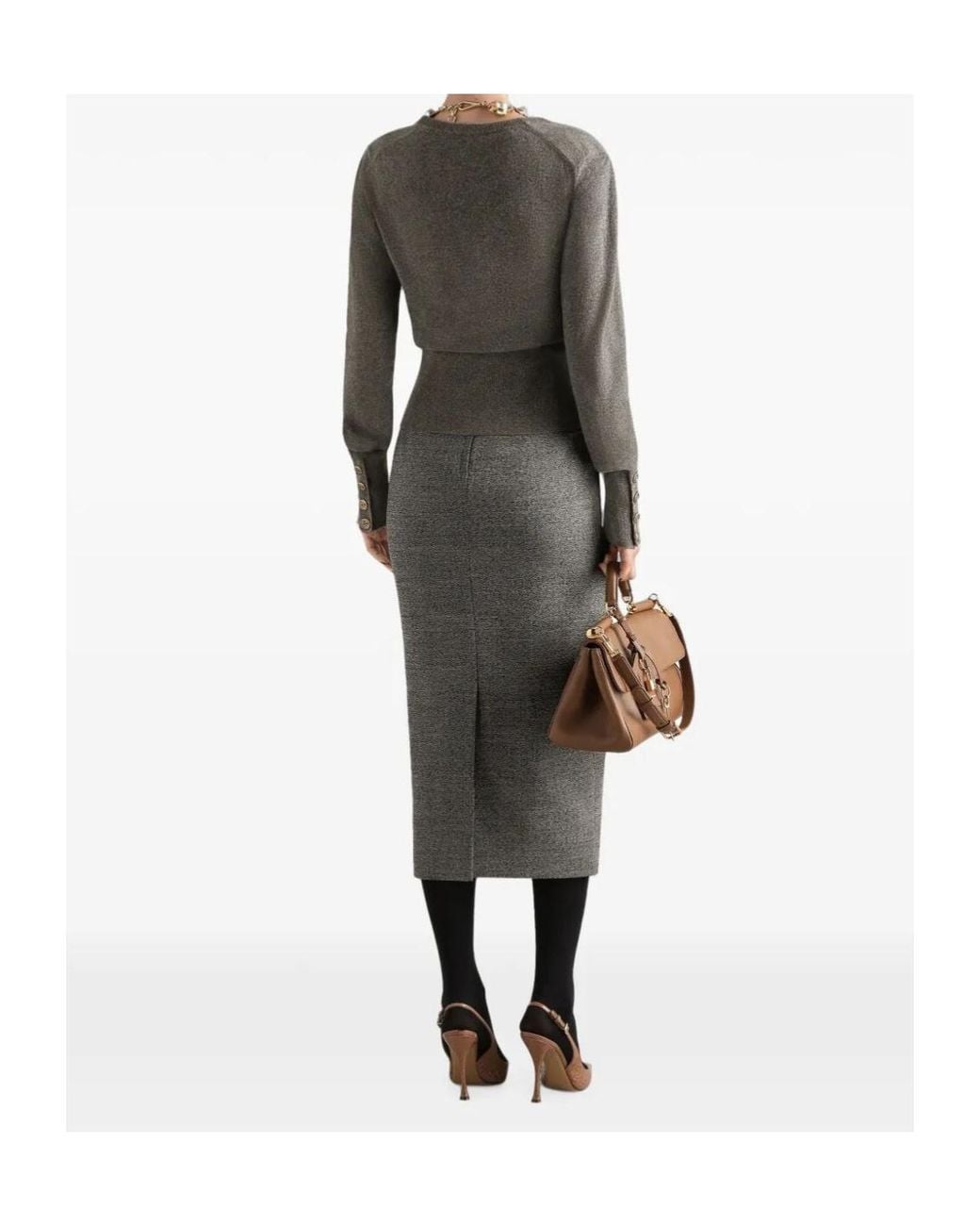Dolce & Gabbana Multicolor Wool-Blend Midi Dress