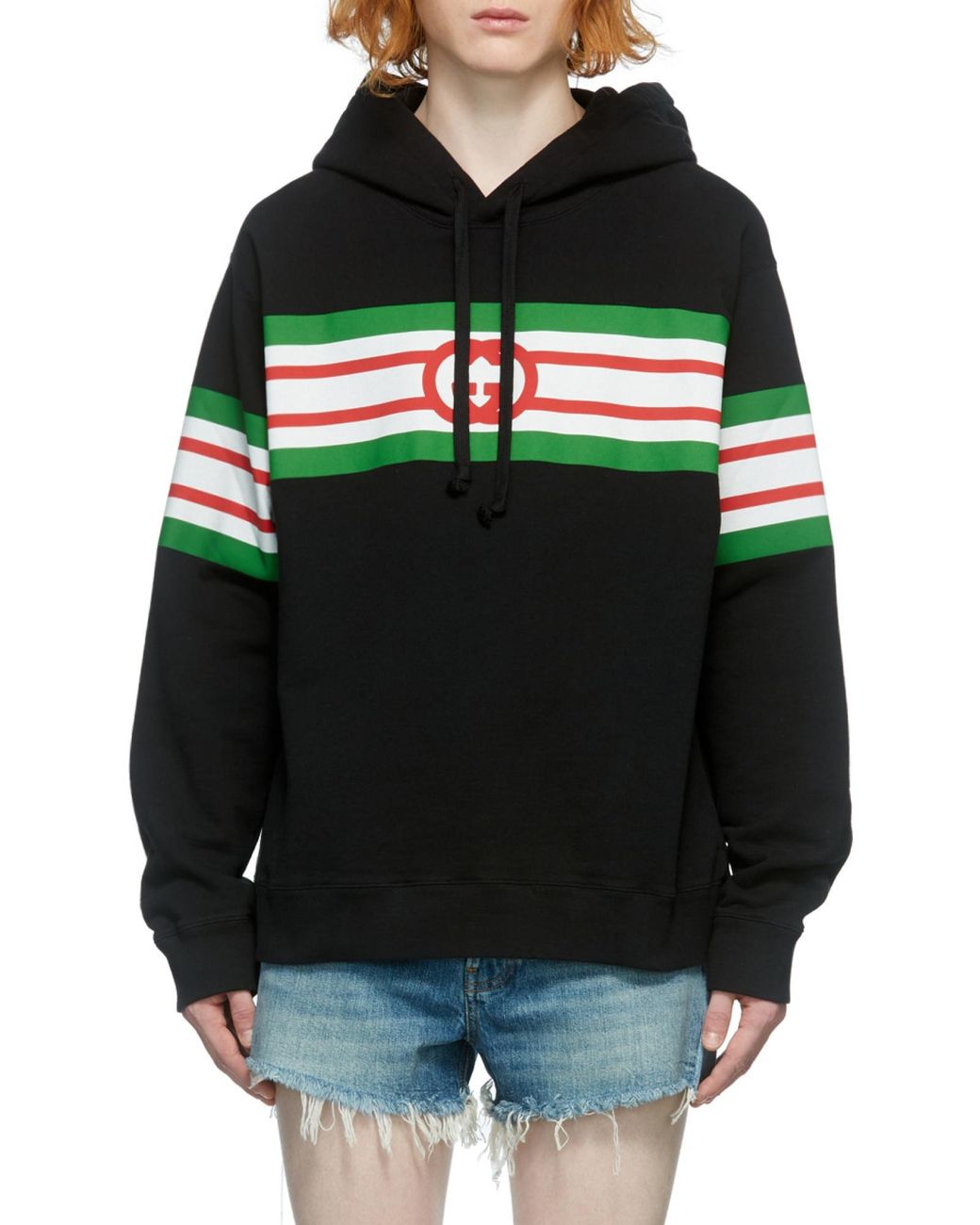 Gucci Green Interlocking G Print Hooded Sweatshirt for men