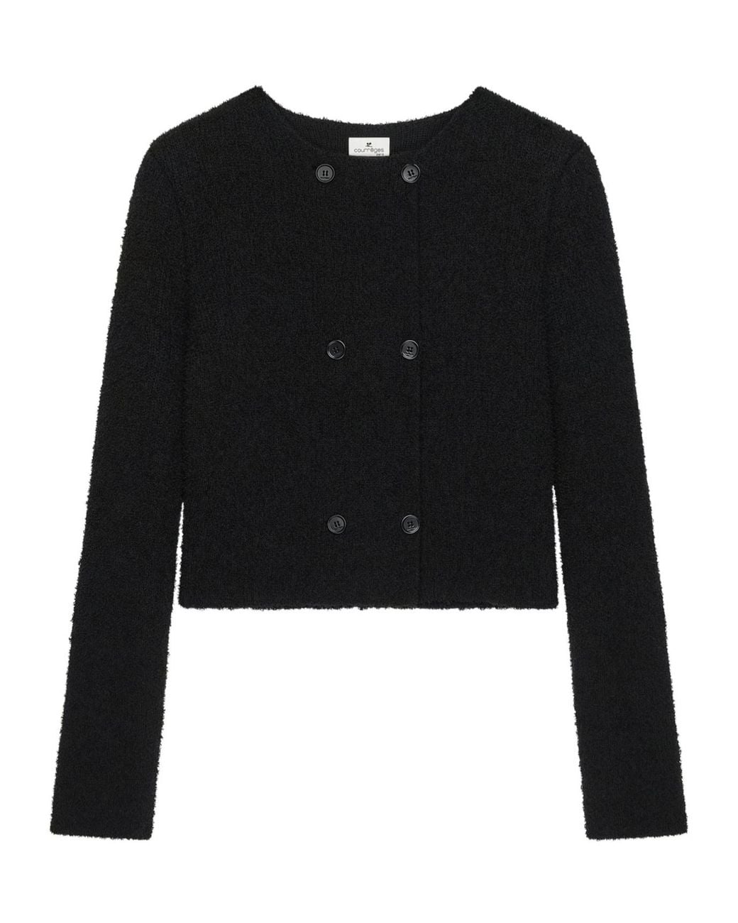 Courreges Black Courrèges Bouclette Knit Double Breasted Jacket