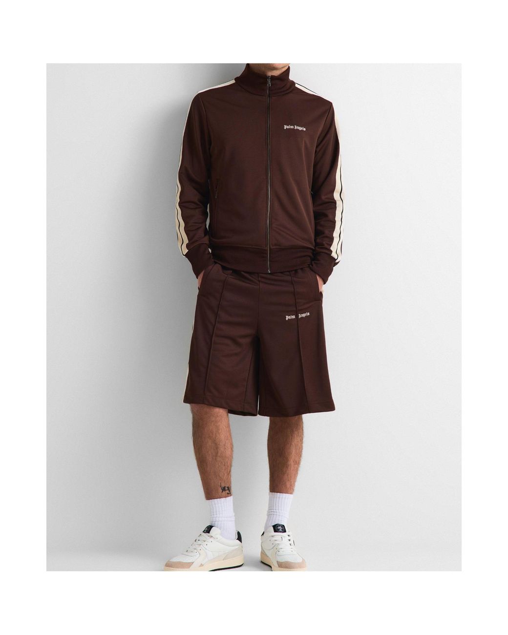 Palm Angels Brown Woven Tracksuit Shorts for men