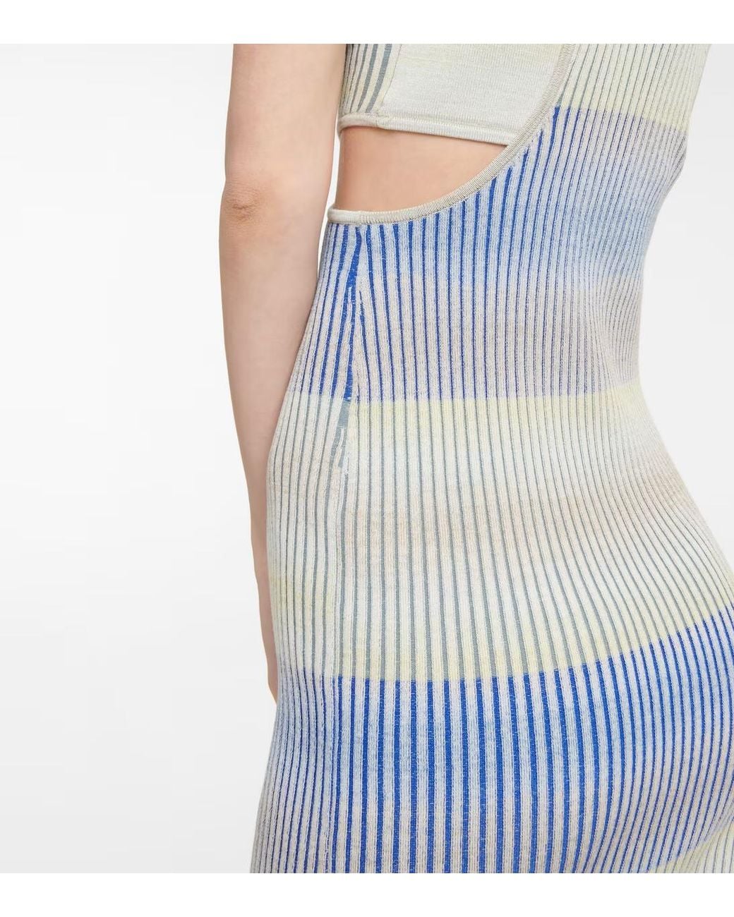 Jonathan Simkhai Blue Striped Cutout Dress