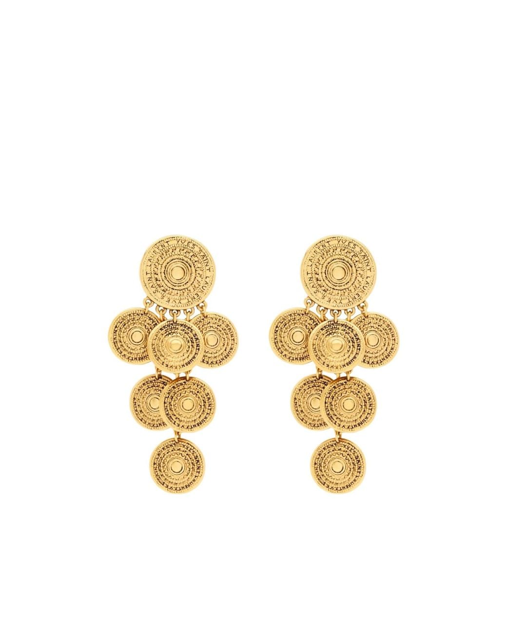 Saint Laurent Metallic Yves Charm Earrings