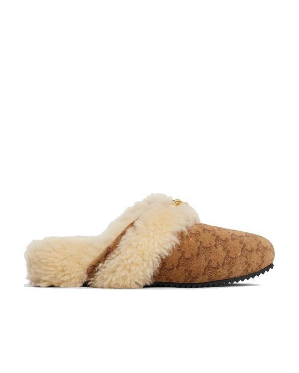 Céline Natural Fur Slides Triomphe Closed Slipper