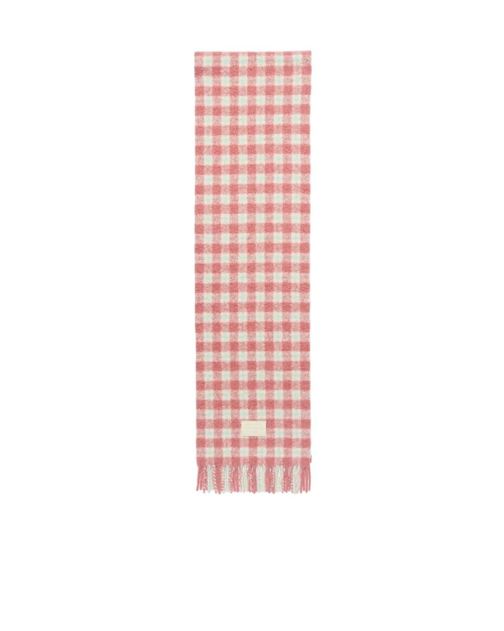 Acne Pink Checked Logo Scarf