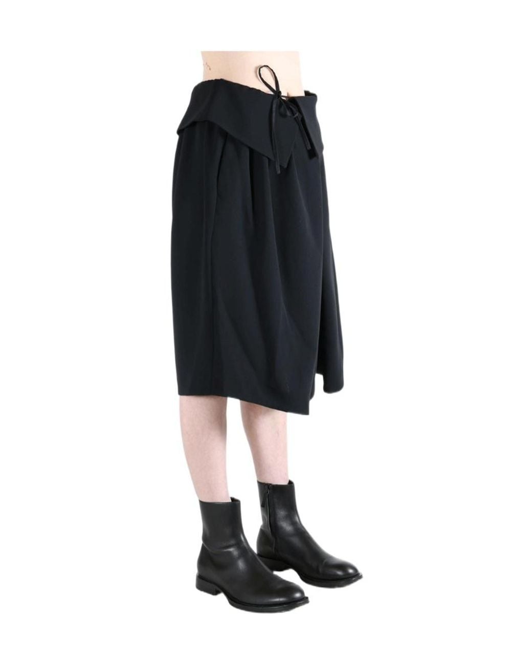 Dries Van Noten Black Heavyweight Polyester Crepe Skirt
