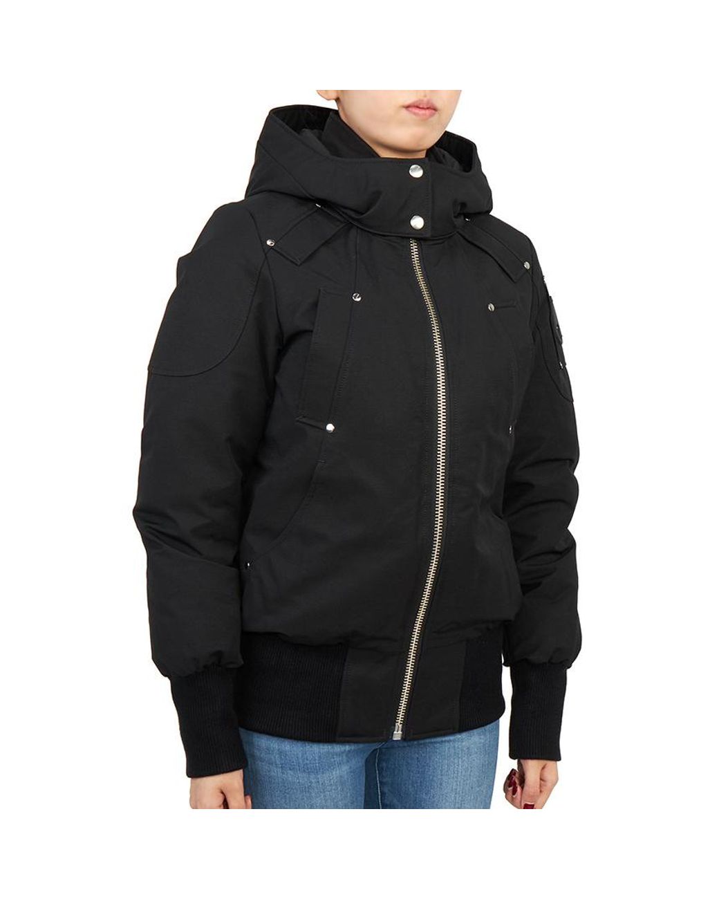 Moose Knuckles Black Zip-Up Hooded Jacket