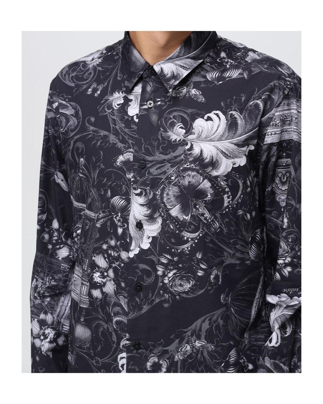 Versace Jeans Blue Couture Patterned Long-Sleeved Shirt for men
