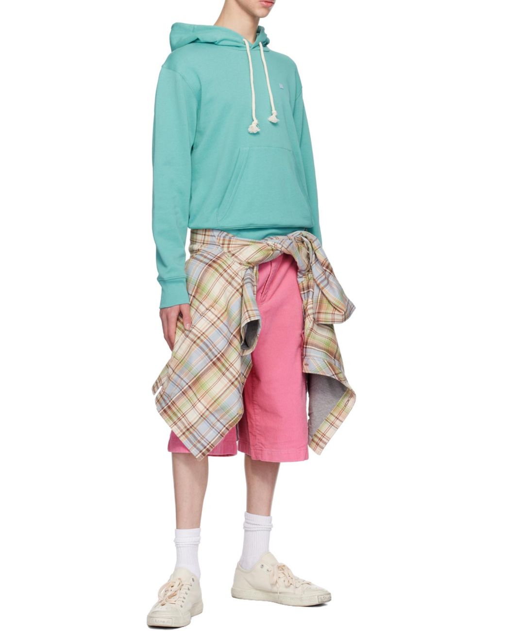 Acne Blue Logo Print Hoodie for men