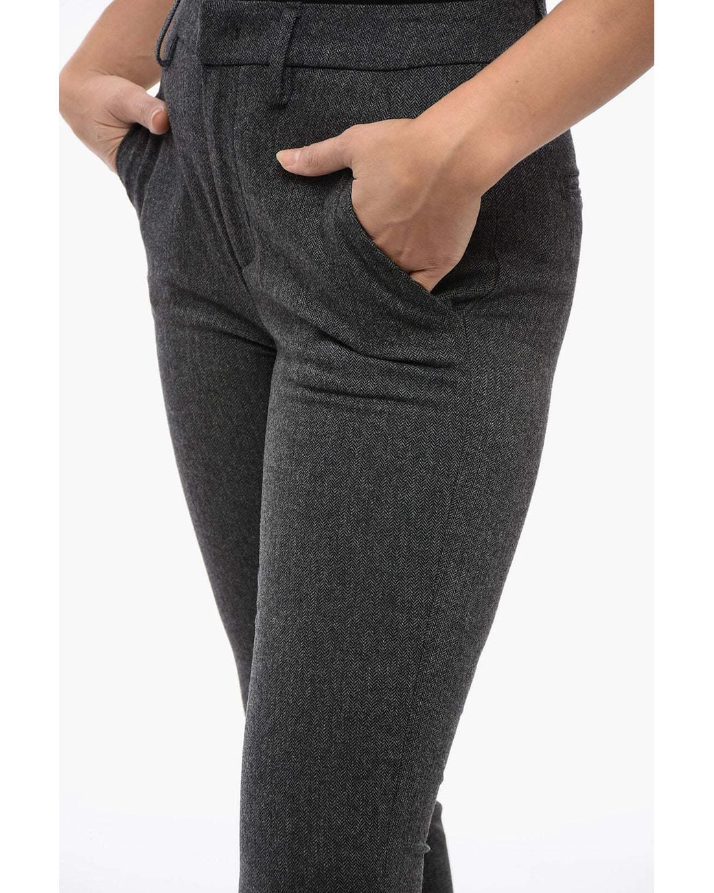 Dondup Black Carmen Herringbone-Pattern Trousers